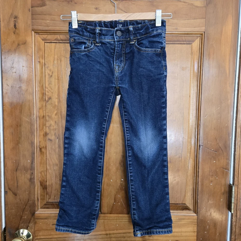 GAP Plaid Flannel Lined Boys Jeans Sz 6 Regular Straight EUC
